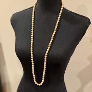 Stunning 30” Knotted Cream Pearls with Gold Clasp Wear Long or Doubled